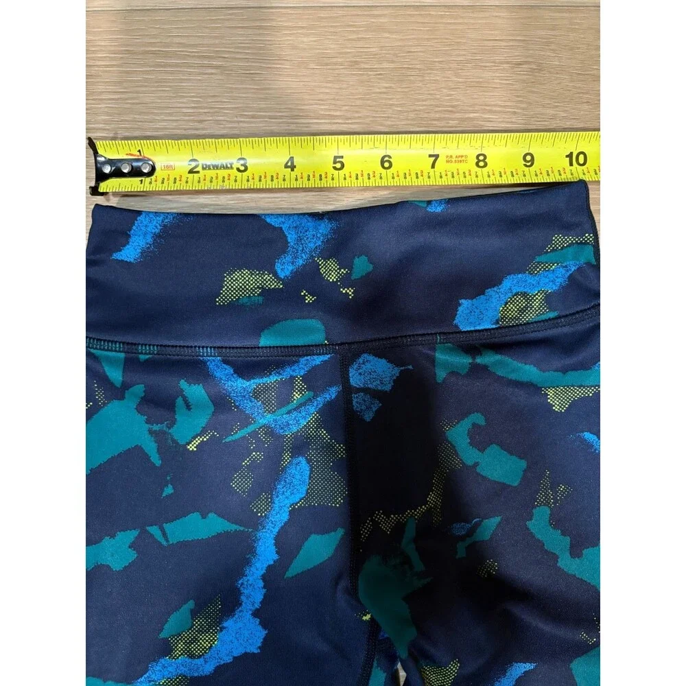Lot of 2 Zella Girls Leggings Size M (8/10) Blue & Green Abstract Pattern Yoga P